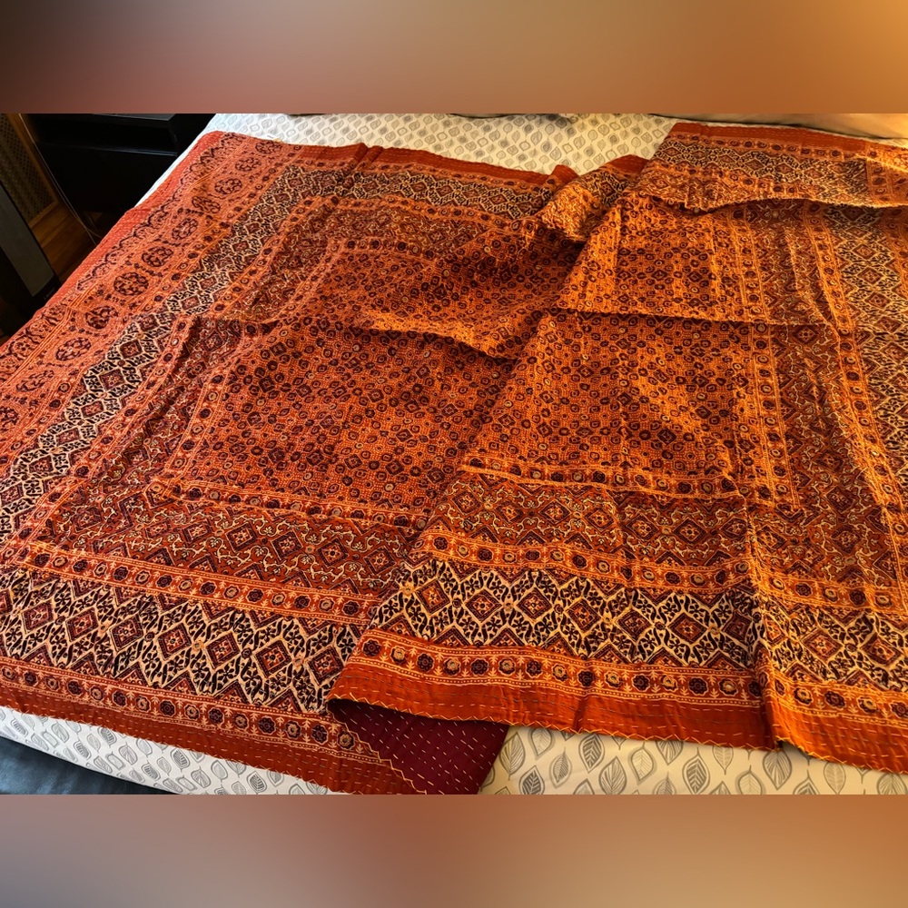 ❤️ NWT HAND-EMBROIDERED, HANDBLOCK RARE ARTISAN BEDSPREAD/TABLECOVER/WALL ART